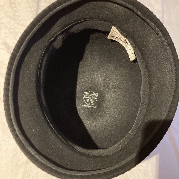 Vintage 60s TOSCANO Charmaine Original Black Felt Bow CLOCHE HAT Made in Italy - Picture 7 of 10